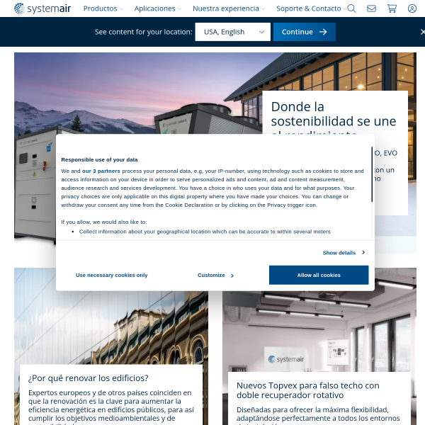 Vista mini Web: https://www.systemair.com/es/