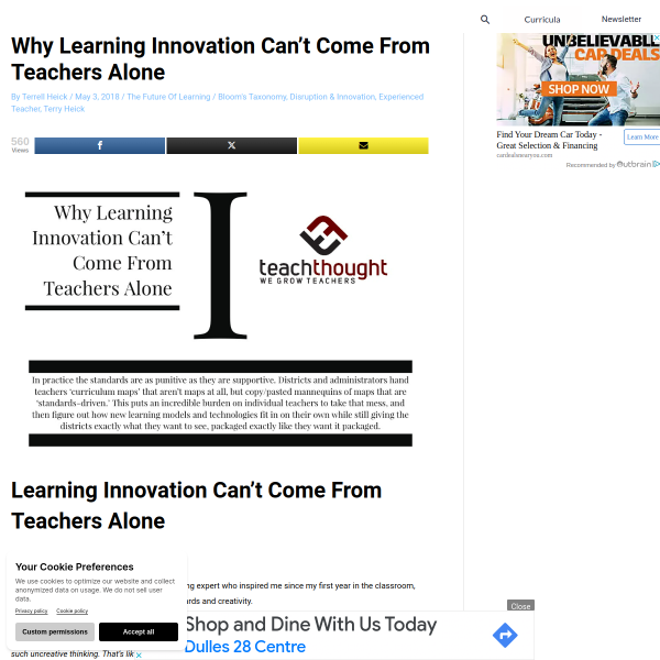 Why Learning Innovation Can't Come From Teachers Alone