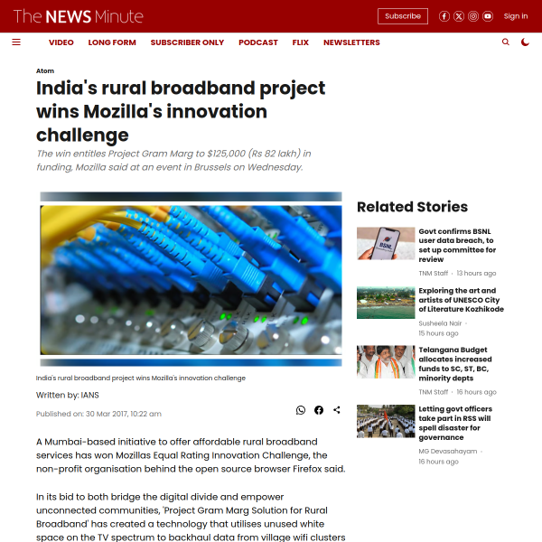 India's rural broadband project wins Mozilla's innovation challenge