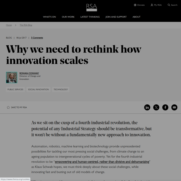 Why we need to rethink how innovation scales - RSA