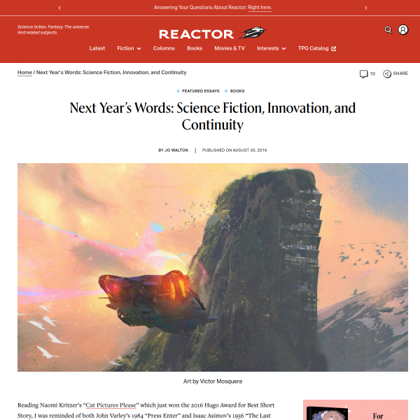 Next Year’s Words: Science Fiction, Innovation, and Continuity