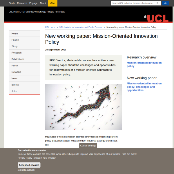 New working paper: Mission-Oriented Innovation Policy