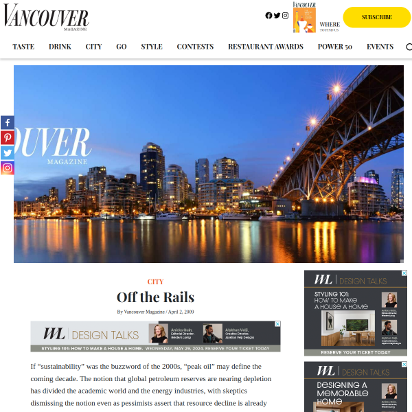 Vancouver Magazine interviews SFU&#039;s Anthony Perl