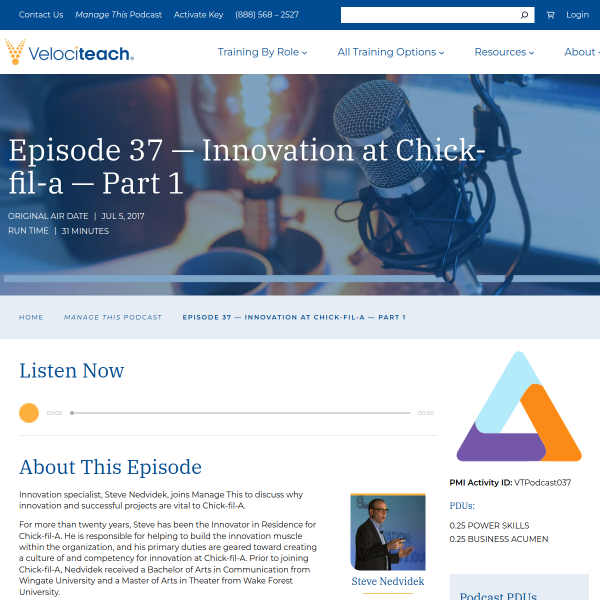 Episode 37 - Innovation at Chick-fil-a - Part 1 - PMP Certification Exam Prep & Training - Velociteach