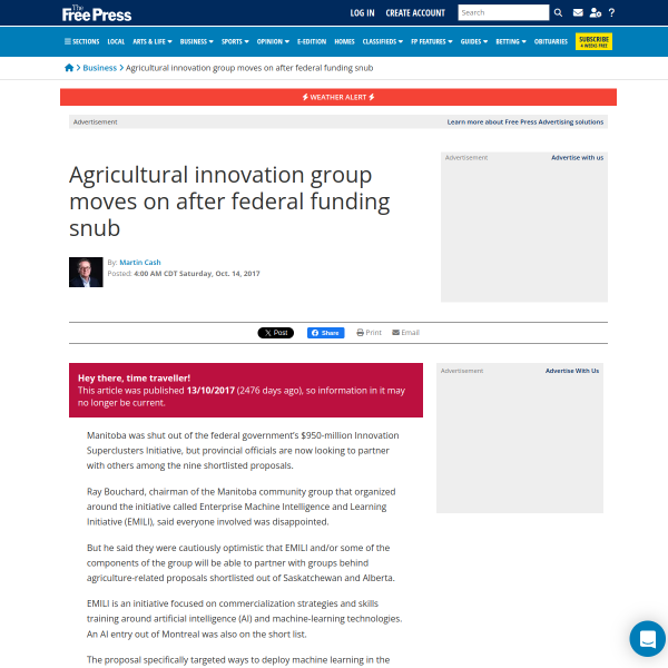Agricultural innovation group moves on after federal funding snub