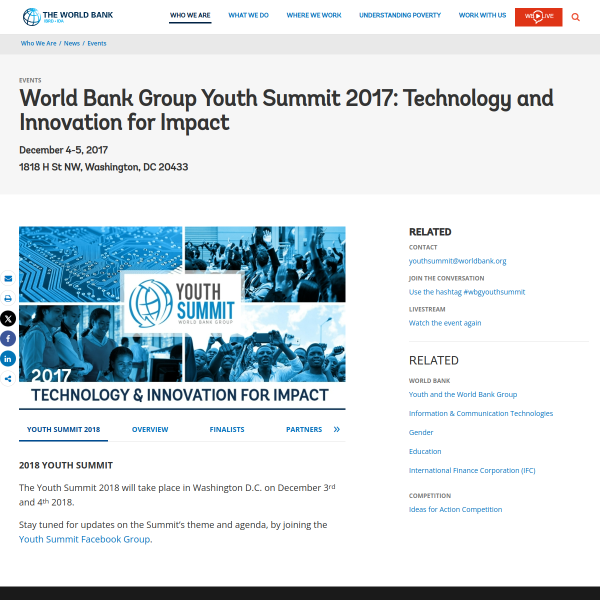World Bank Group Youth Summit 2017: Technology and Innovation for Impact