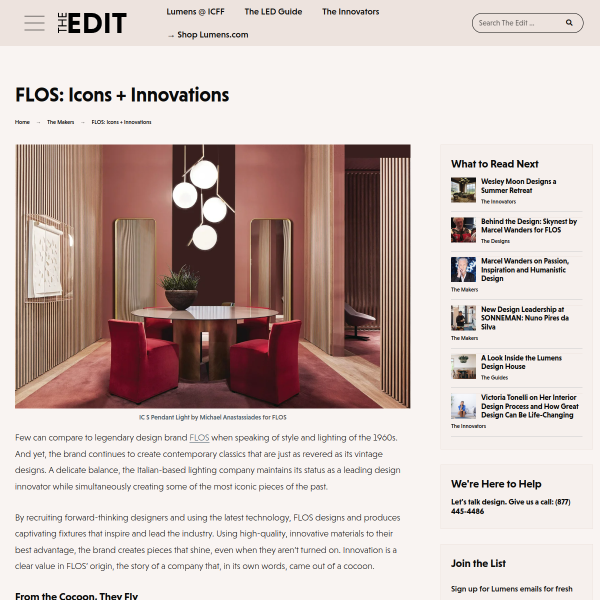 FLOS: Icons + Innovations - YLighting Blog