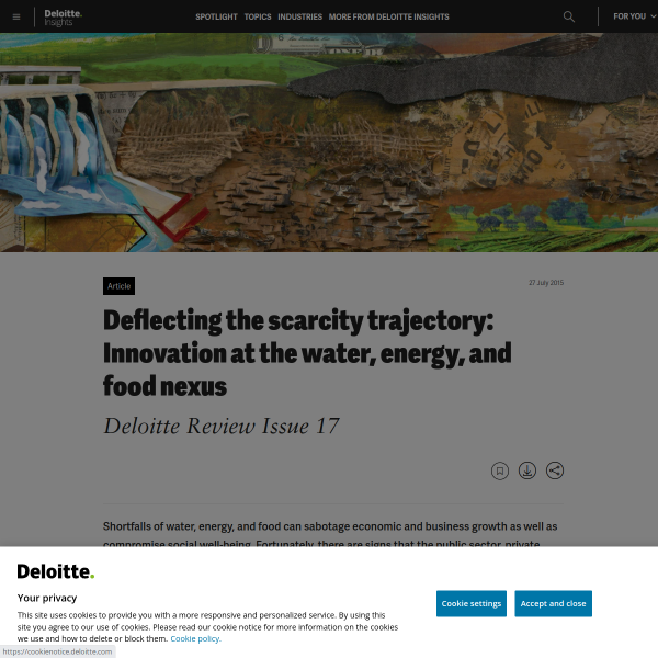 Deflecting the scarcity trajectory: Innovation at the water, energy, and food nexus