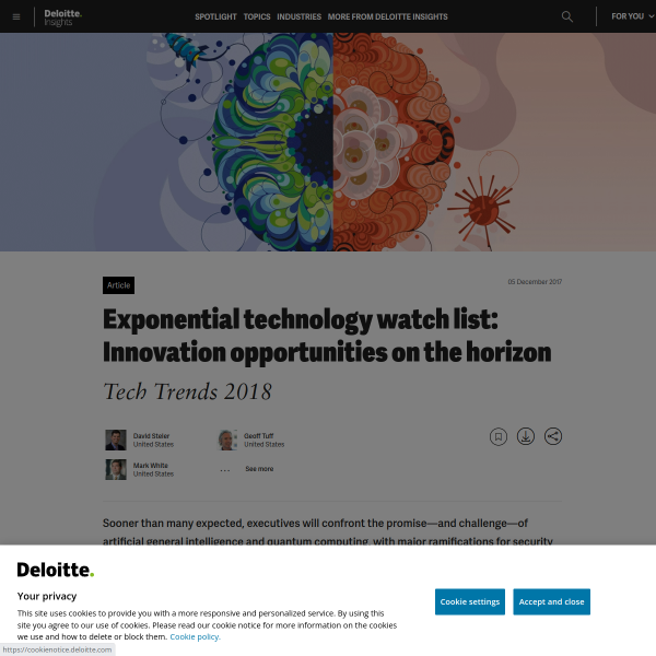 Exponential technology watch list: Innovation opportunities on the horizon