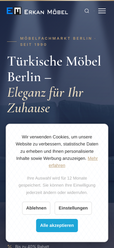 Erkan Möbel – Smartphone-Ansicht