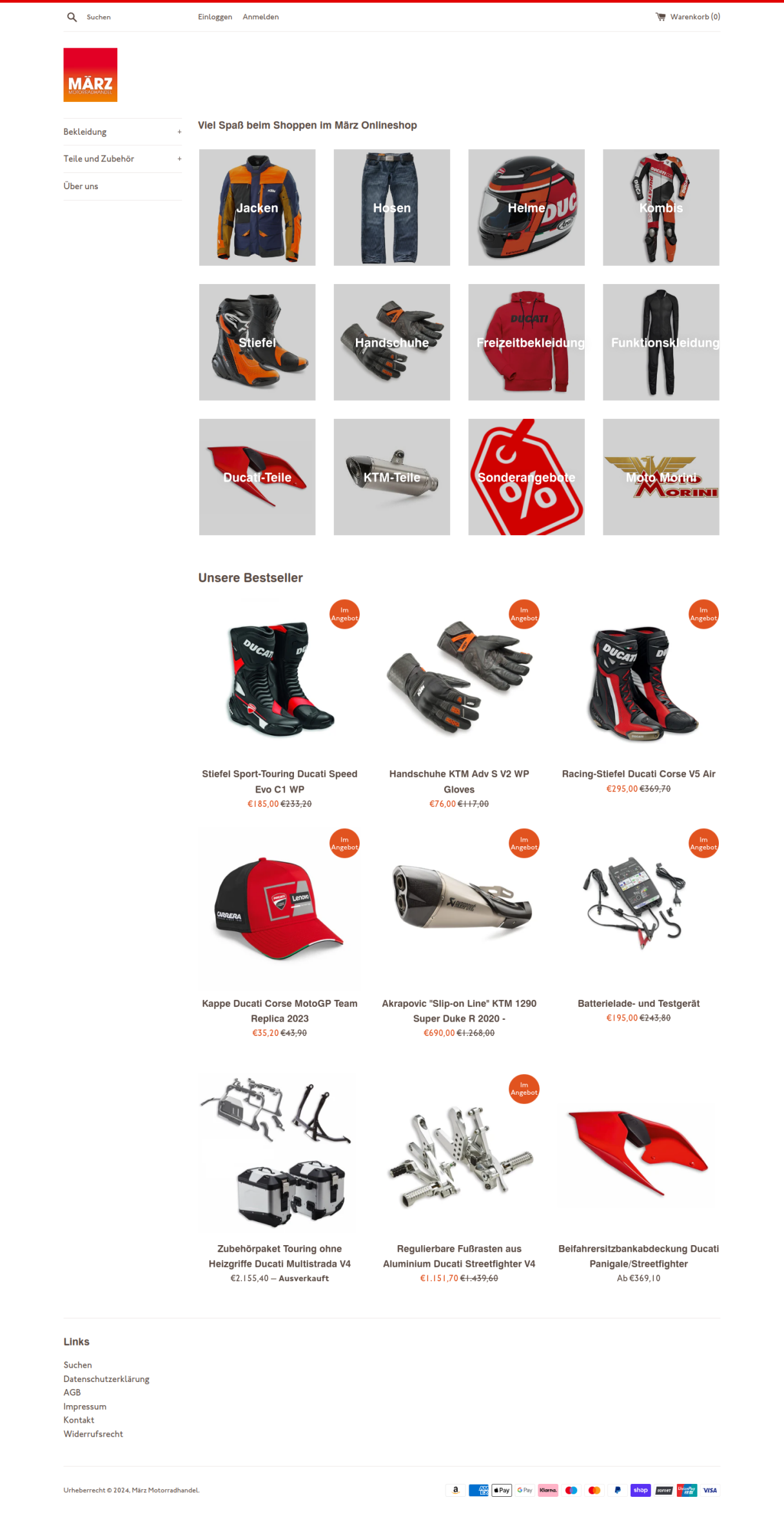 März Motorradhandel Onlineshop | Ducati und KTM