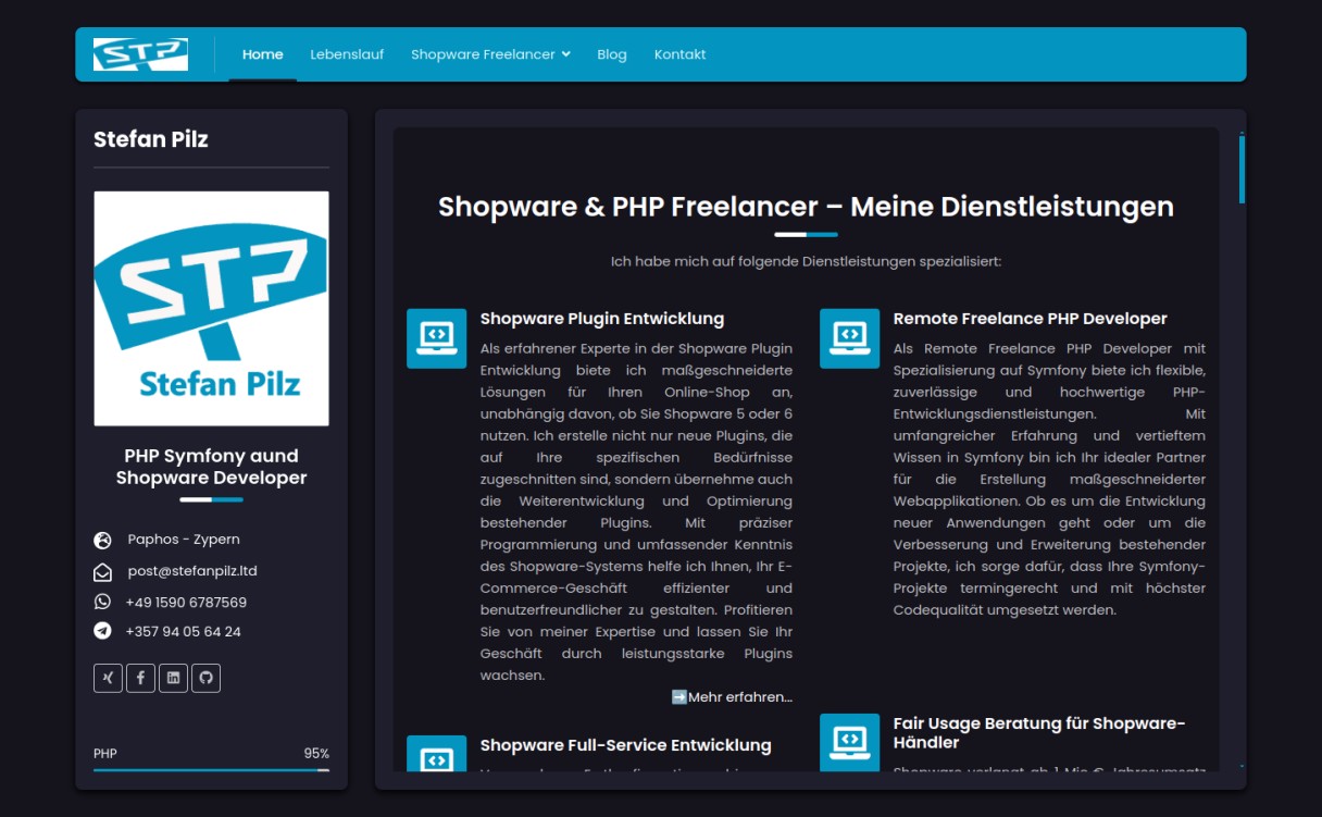 Stefan Pilz | PHP Symfony und Shopware Freelancer