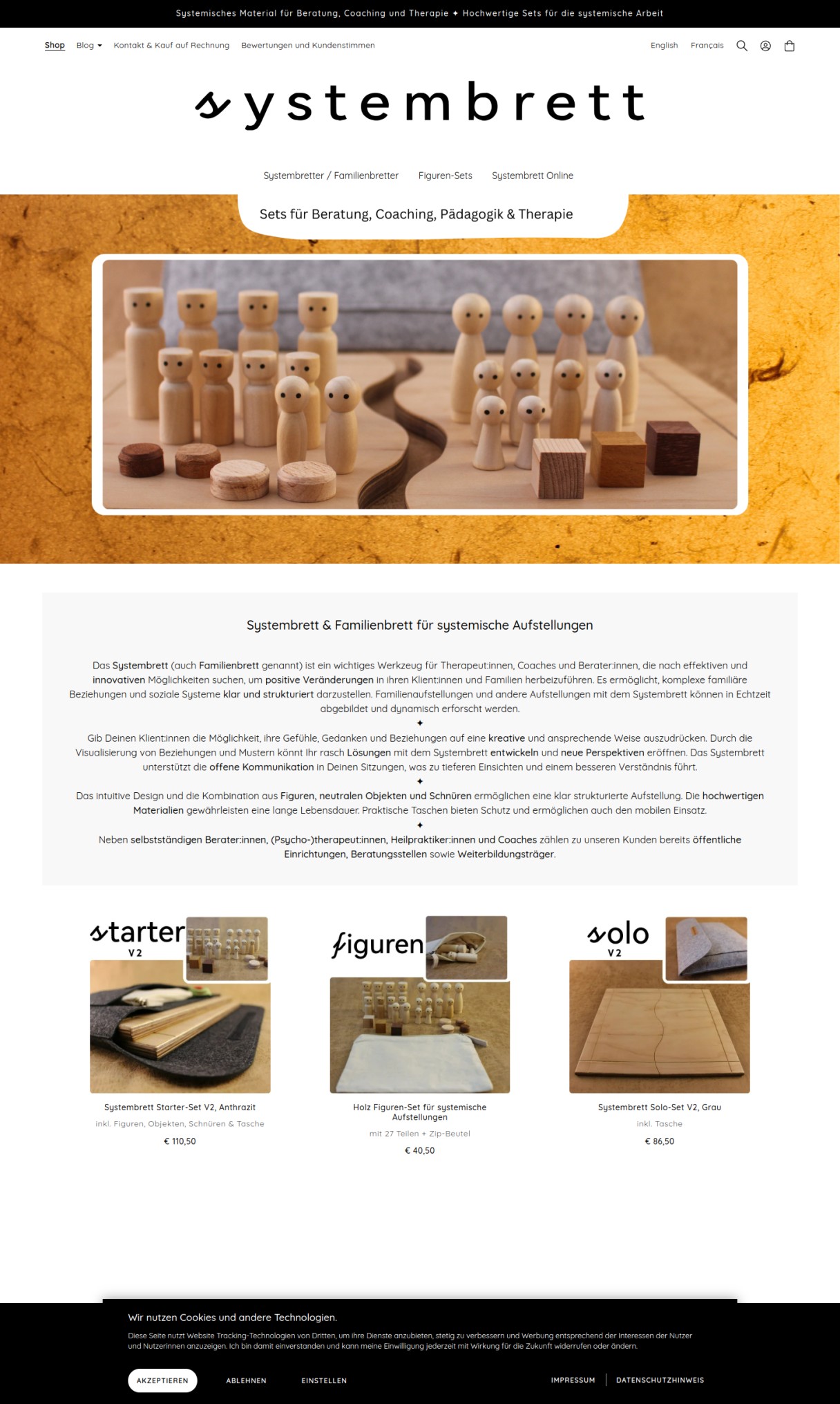 Systembrett, Familienbrett und Figuren aus Holz