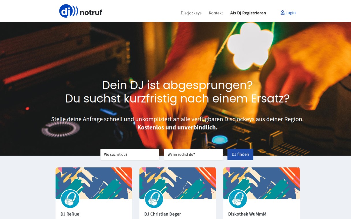 DJ Notruf - Kurzfristig Ersatz-DJ finden
