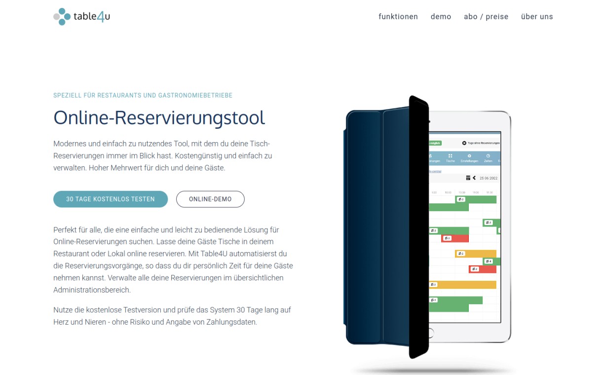 Table4U - Online-Reservierungssystem für Gastro