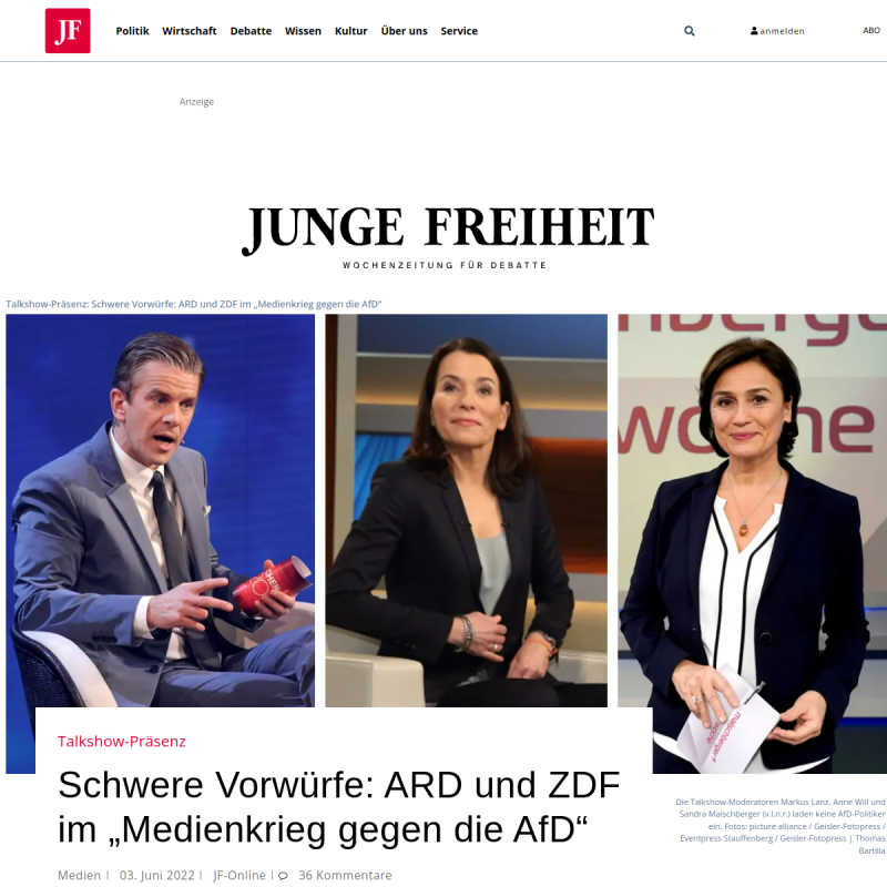 Talkshow-PräsenzSchwere Vorwürfe: ARD und ZDF im „Medienkrieg gegen die AfD“