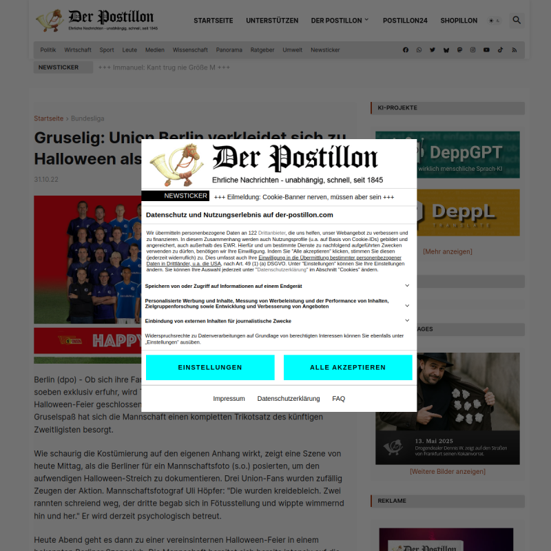 Gruselig: Union Berlin verkleidet sich zu Halloween als Schalke 04