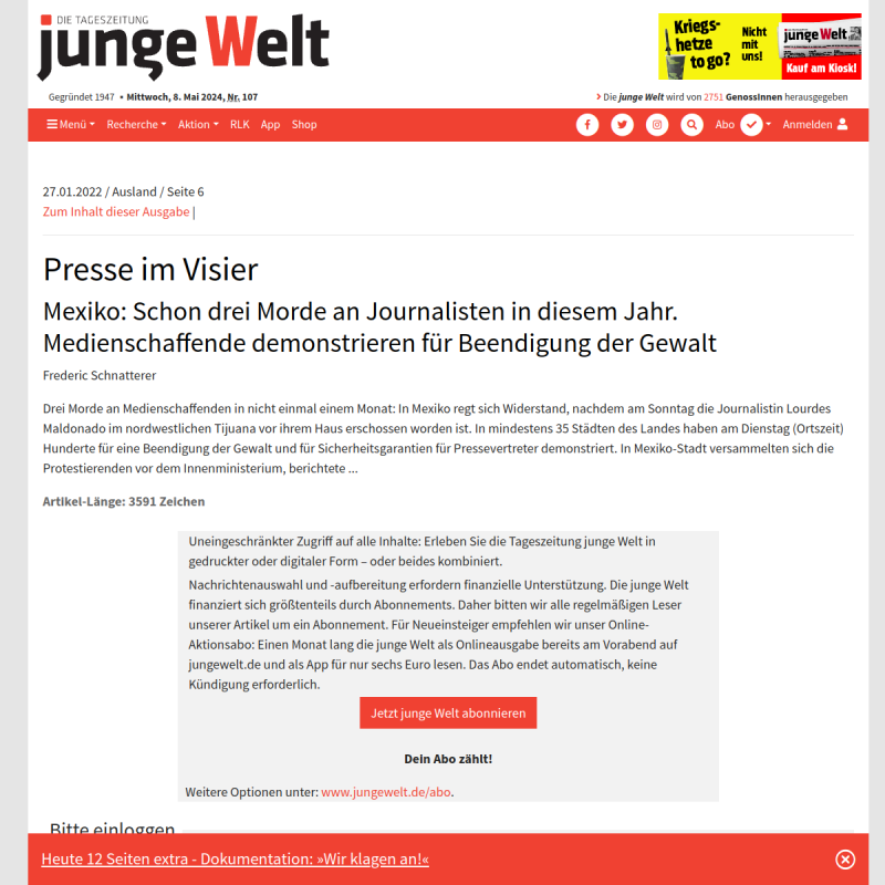 Gewalt und Korruption: Presse im Visier