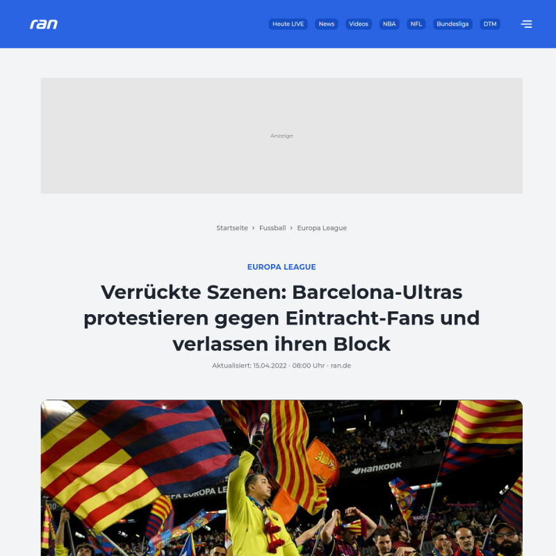 Barca-Ultras protestieren gegen Eintracht-Fans
