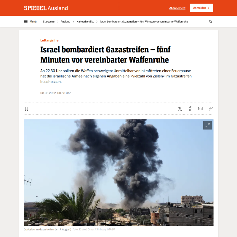 Israel bombardiert Gazastreifen – fünf Minuten vor vereinbarter Waffenruhe