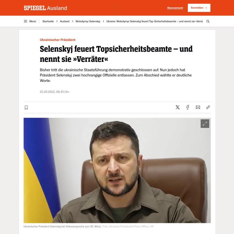 Ukraine: Präsident Selenskyj feuert Top-Sicherheitsbeamte – und nennt sie »Verräter«