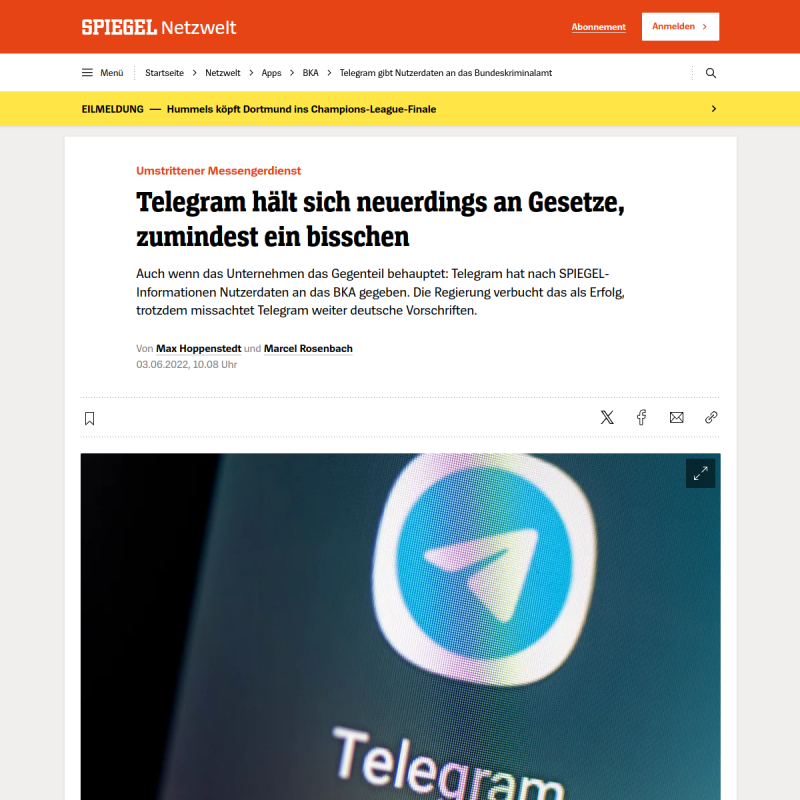 Telegram gibt Nutzerdaten an das Bundeskriminalamt
