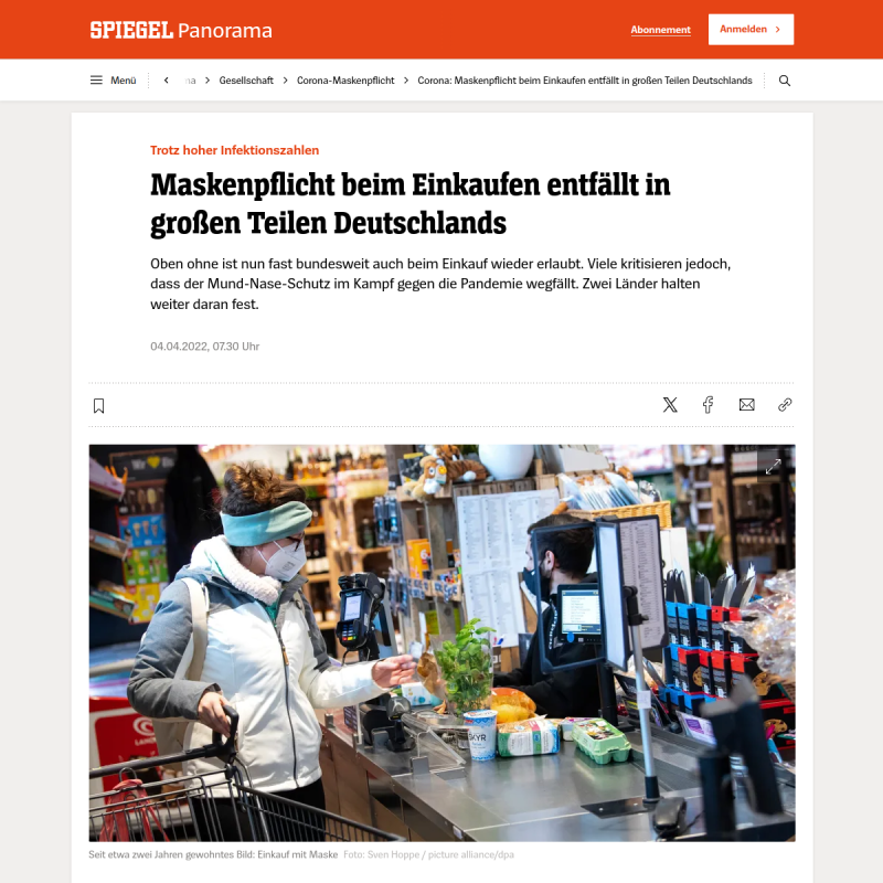 Corona: Maskenpflicht beim Einkaufen entfällt in großen Teilen Deutschlands