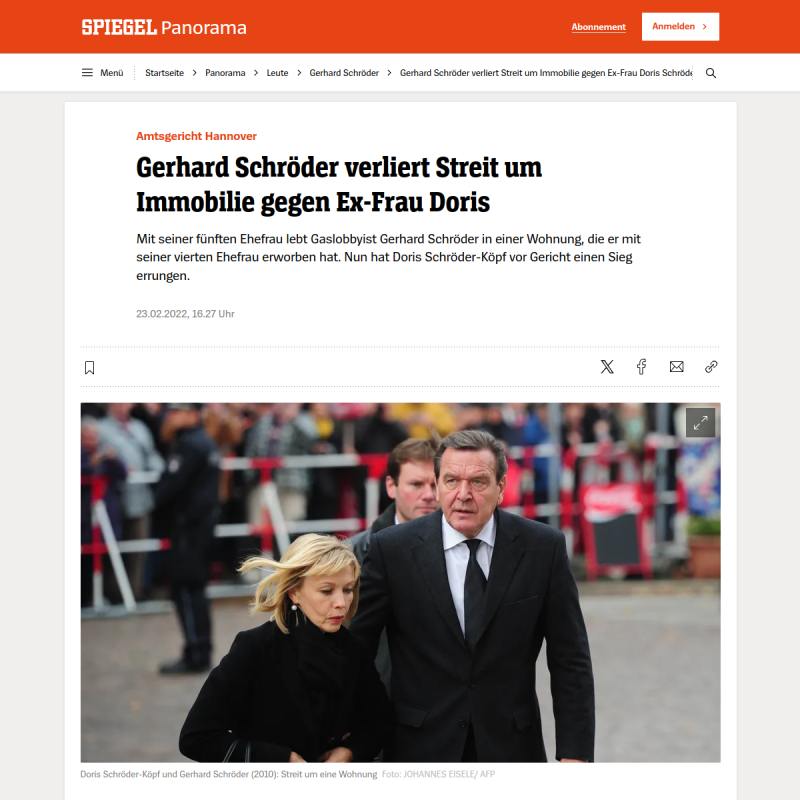 Gerhard Schröder verliert Streit um Immobilie gegen Ex-Frau Doris Schröder-Köpf