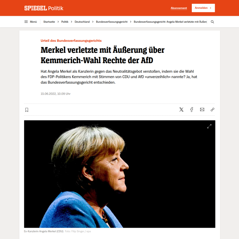 Bundesverfassungsgericht: Merkel verletzte mit Äußerung über Kemmerich-Wahl Rechte der AfD