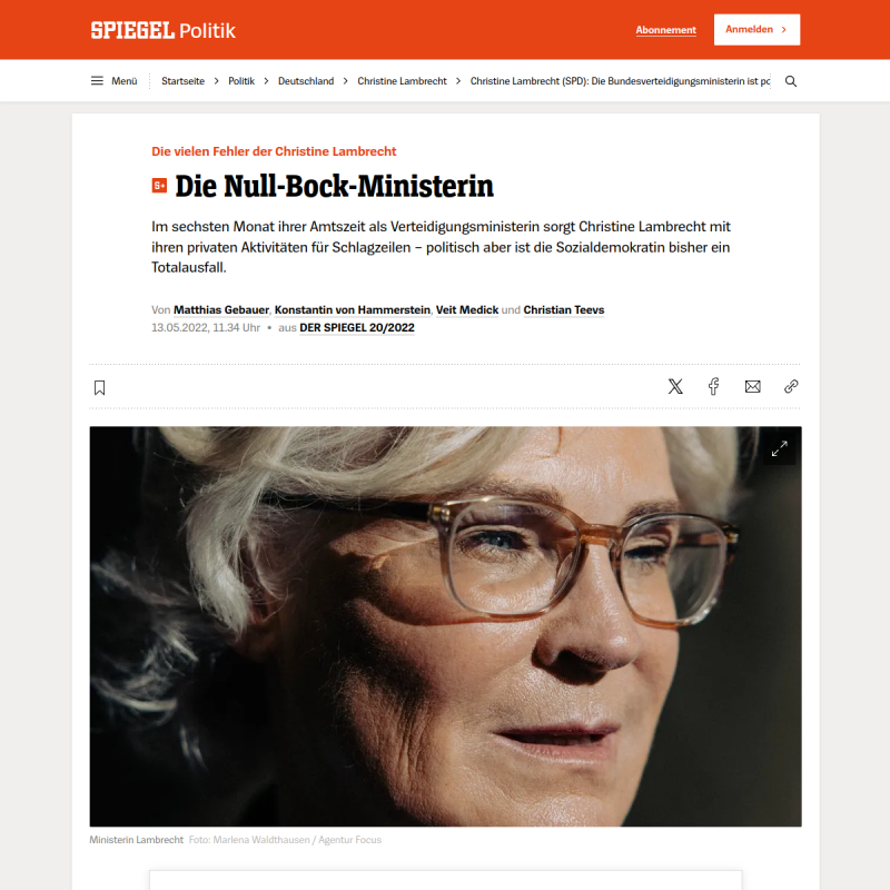 Christine Lambrecht (SPD): Die Bundesverteidigungsministerin ist politisch bisher ein Totalausfall