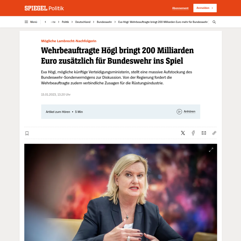 Eva Högl: Wehrbeauftragte bringt 200 Milliarden Euro mehr für Bundeswehr ins Spiel