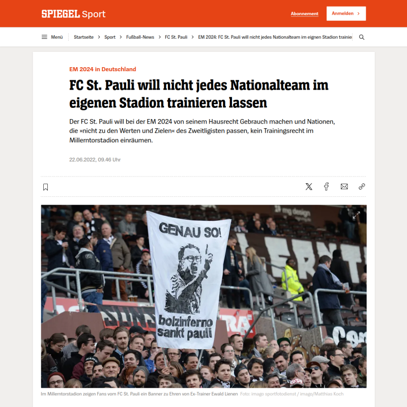 EM 20014 in Deutschland: FC St. Pauli will nicht jedes National-Team im eignen Stadion trainieren lassen