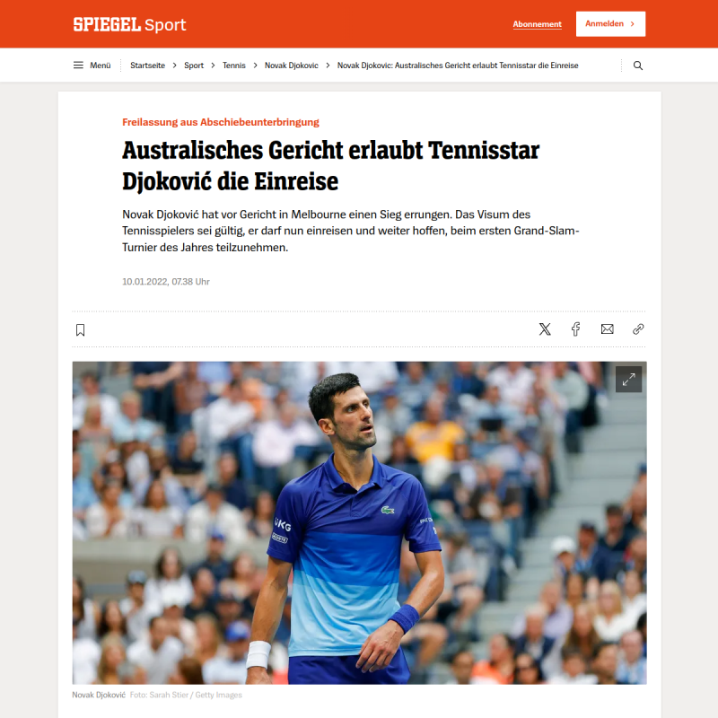 Novak Djokovic darf an Australian Open teilnehmen