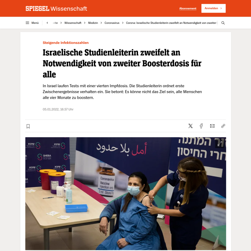 Studie in Israel zur zweiten Booster-Impfung: Erste Ergebnisse nicht so gut wie erhofft