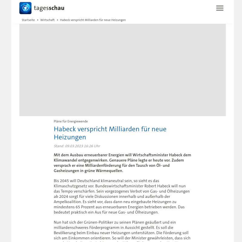 Habeck verspricht Milliarden für neue Heizungen