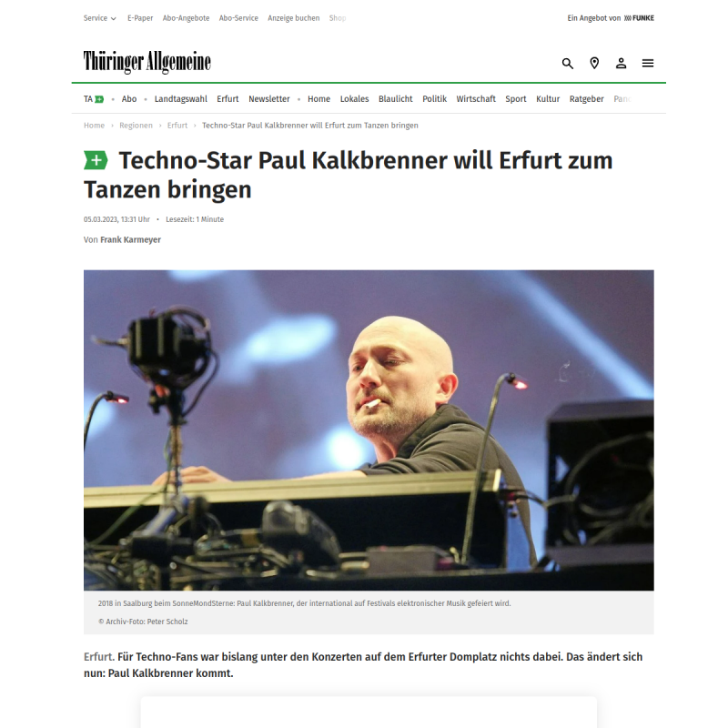 Techno-Star Paul Kalkbrenner will Erfurt zum Tanzen bringen