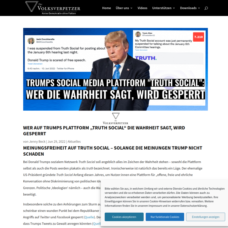 Wer auf Trumps Plattform „Truth Social“ die Wahrheit sagt, wird gesperrt