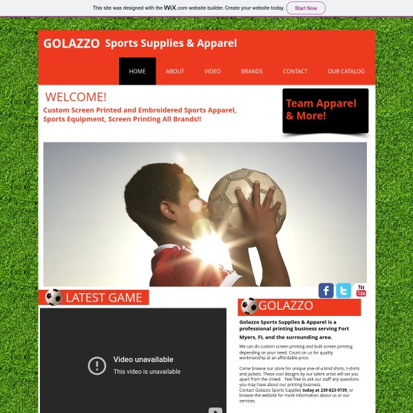 Website screenshot for Golazzo Sports Supply Fort Myers
