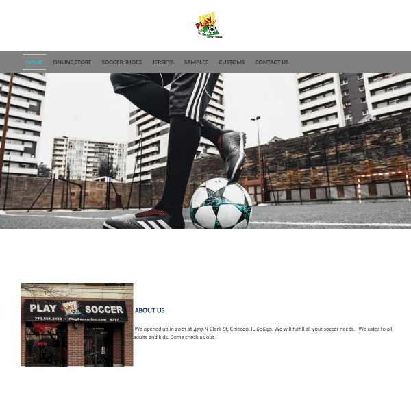 Website screenshot for Play Soccer Chicago