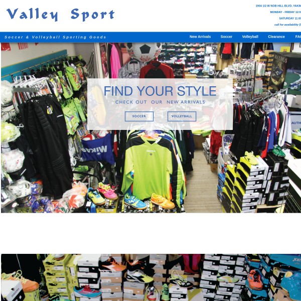 Website screenshot for Valley Sport Yakima