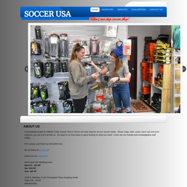 Website screenshot for Soccer USA Tulsa