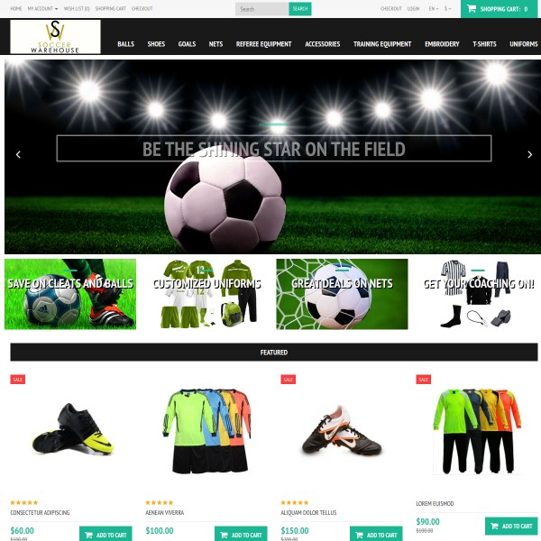 Website screenshot for Soccer Warehouse Long Beach