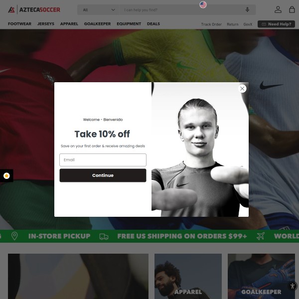 Website screenshot for Azteca Soccer El Monte