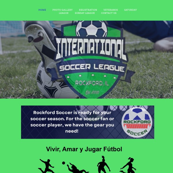 Website screenshot for Rockford Soccer