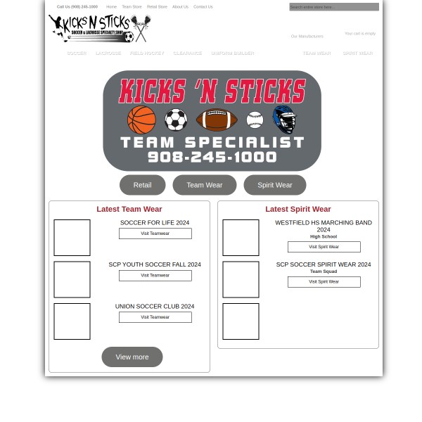 Website screenshot for Kicks N Sticks Vauxhall
