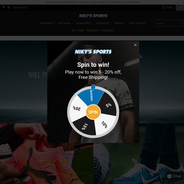 Website screenshot for Niky's Sports South Gate