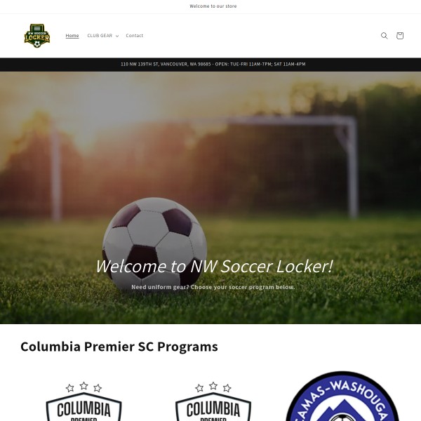 Website screenshot for NW Soccer Locker Vancouver
