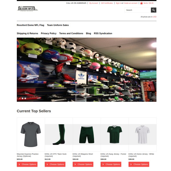 Website screenshot for Soccer Spot Maumee