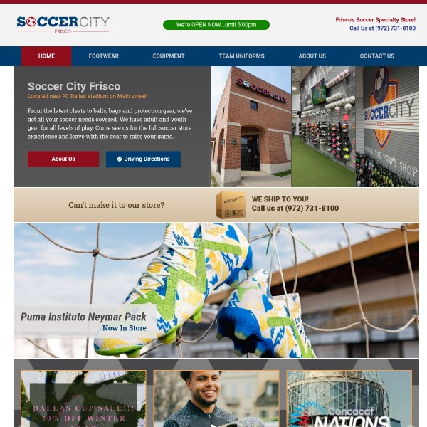 Website screenshot for Soccer City Frisco