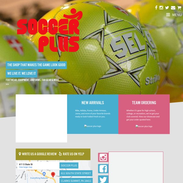 Website screenshot for Soccer Plus Clarks Summit